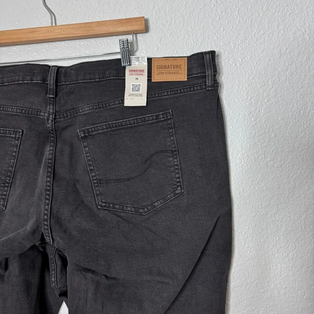 Levi Strauss Signature Heritage High Rise Kick Boot Jeans Black‎ Womens 26W NEW